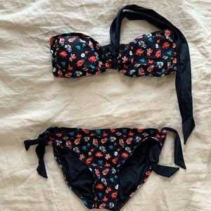 Donna Karan NY Floral Black Bikini vintage